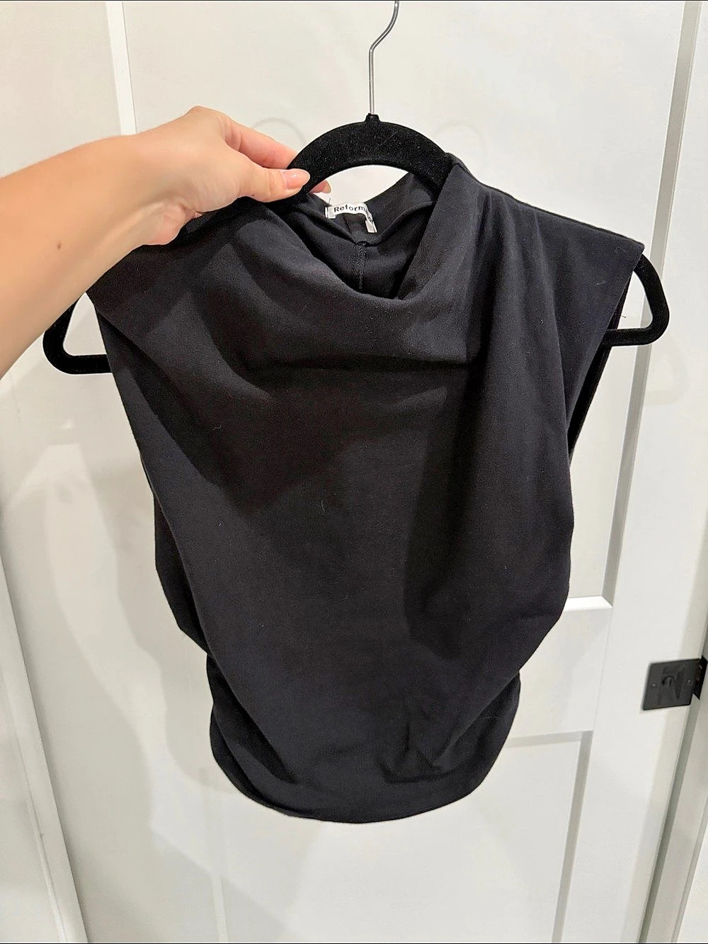 Reformation Trish Knit Top Black Size Large